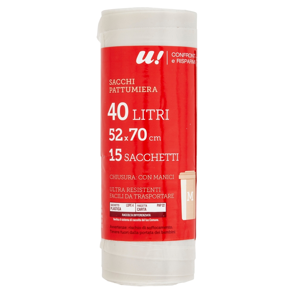 Sacchi Pattumiera 40 Litri con Manici U! Confronta e Risparmia
